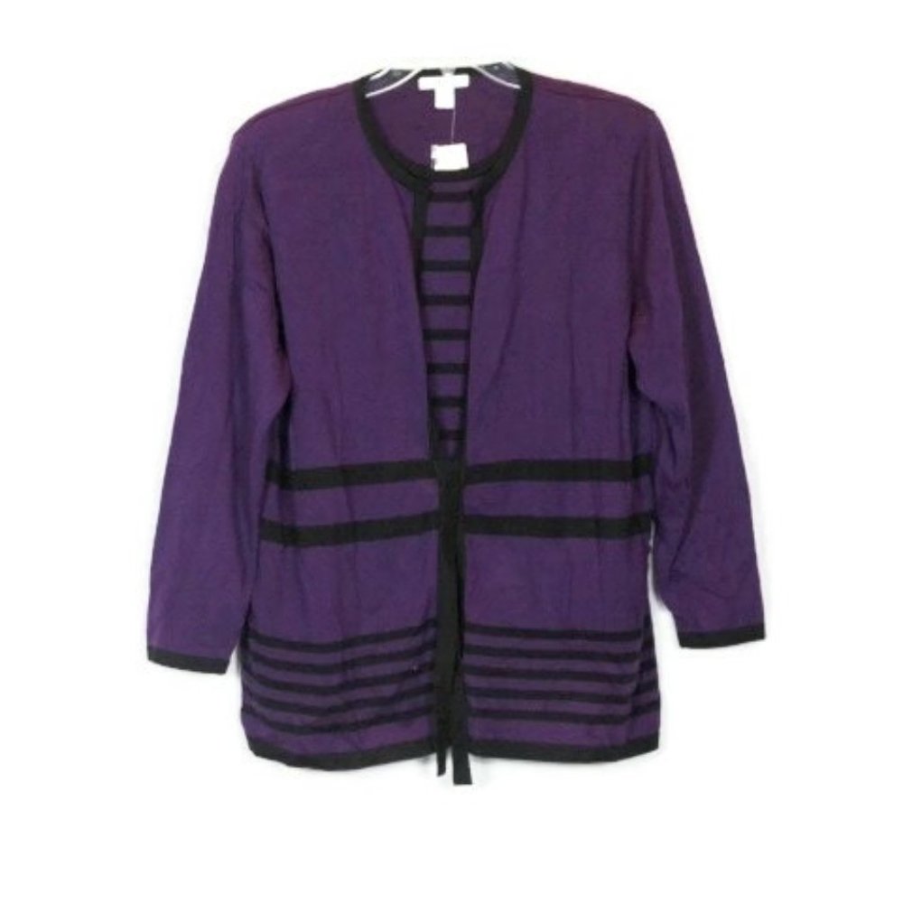 Dressbarn Purple Women's Sweater Built in Top Tie Front Size 18/20 015